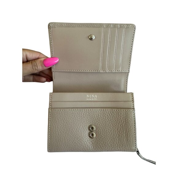 NINA RICCI Tan Pebble Leather Snap Zip Wallet - Picture 2 of 10